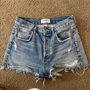 Agolde Blue Jean Shorts Distressed High-Waisted
